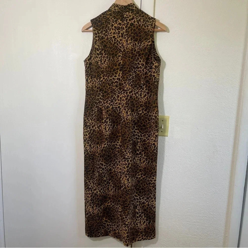 Olivia Rose Leopard Print Button Dress Sleeveless Size 6 - Picture 3 of 8